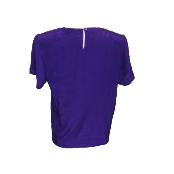 Anna & Frank Purple Silk Short Sleeve Blouse Size Medium - Picture 3 of 5